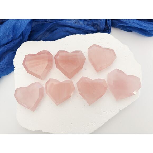 Faceted Rose Quartz Heart Crystal Carving - Picture 2 of 7
